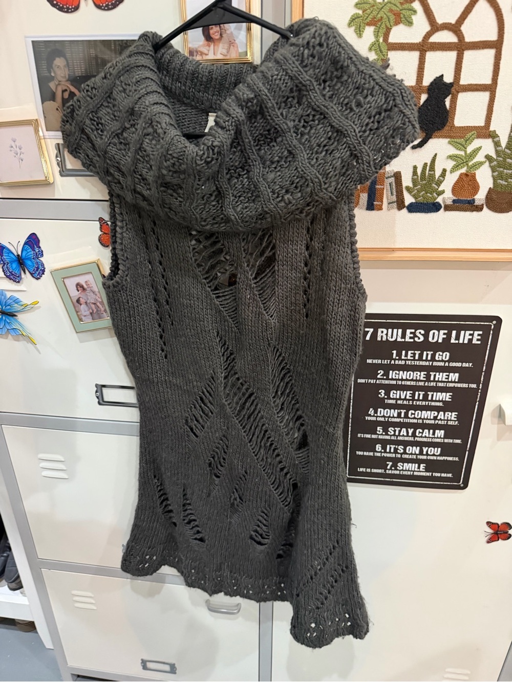 Hot & Delicious Charcoal Sleeveless Cowl Neck Knit Tunic